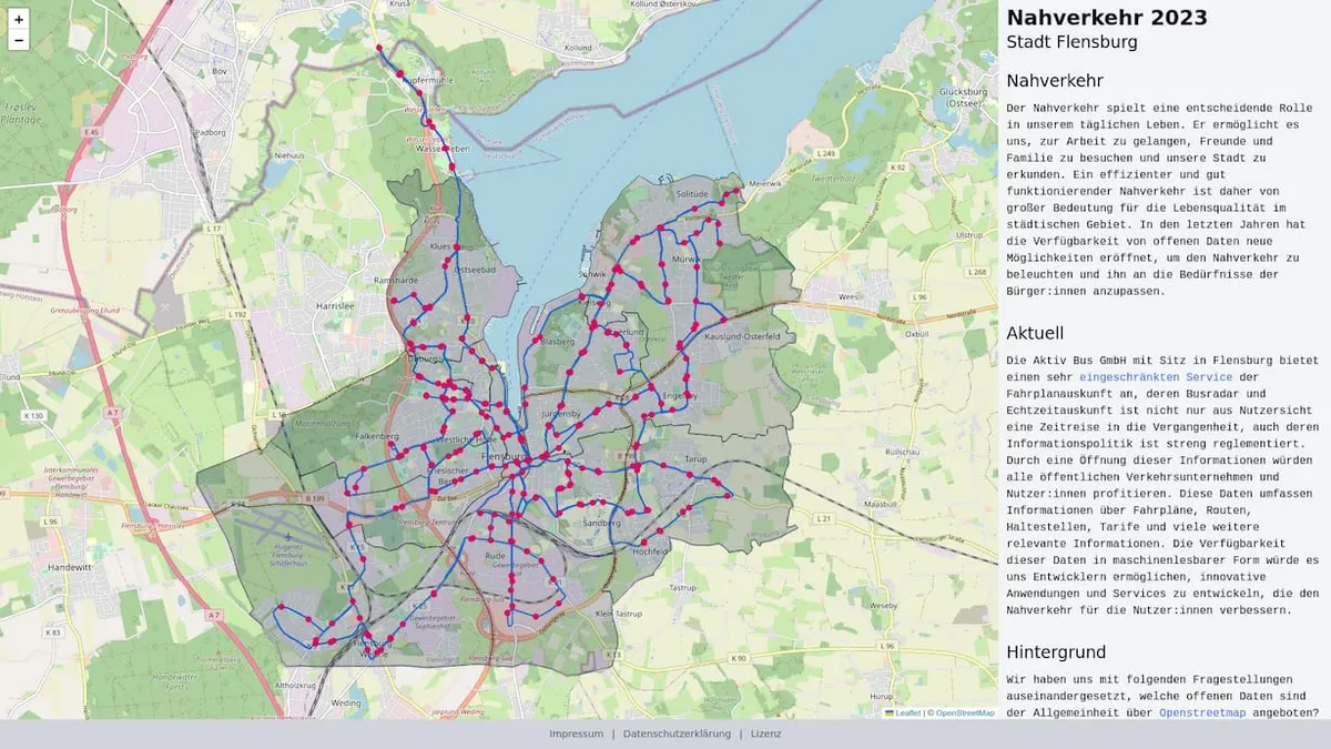 Vorschau des Projekts Stadtplan mit dem Nahverkehr in Flensburg
