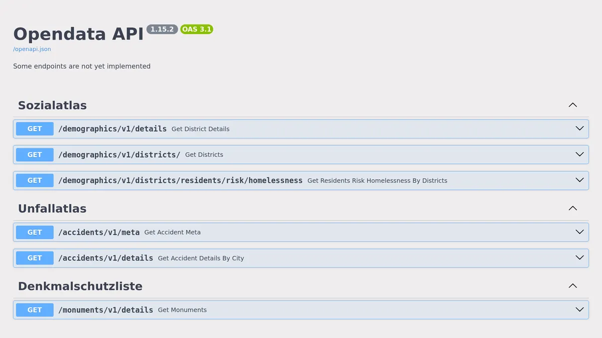 Vorschau des Projekts Open Data API